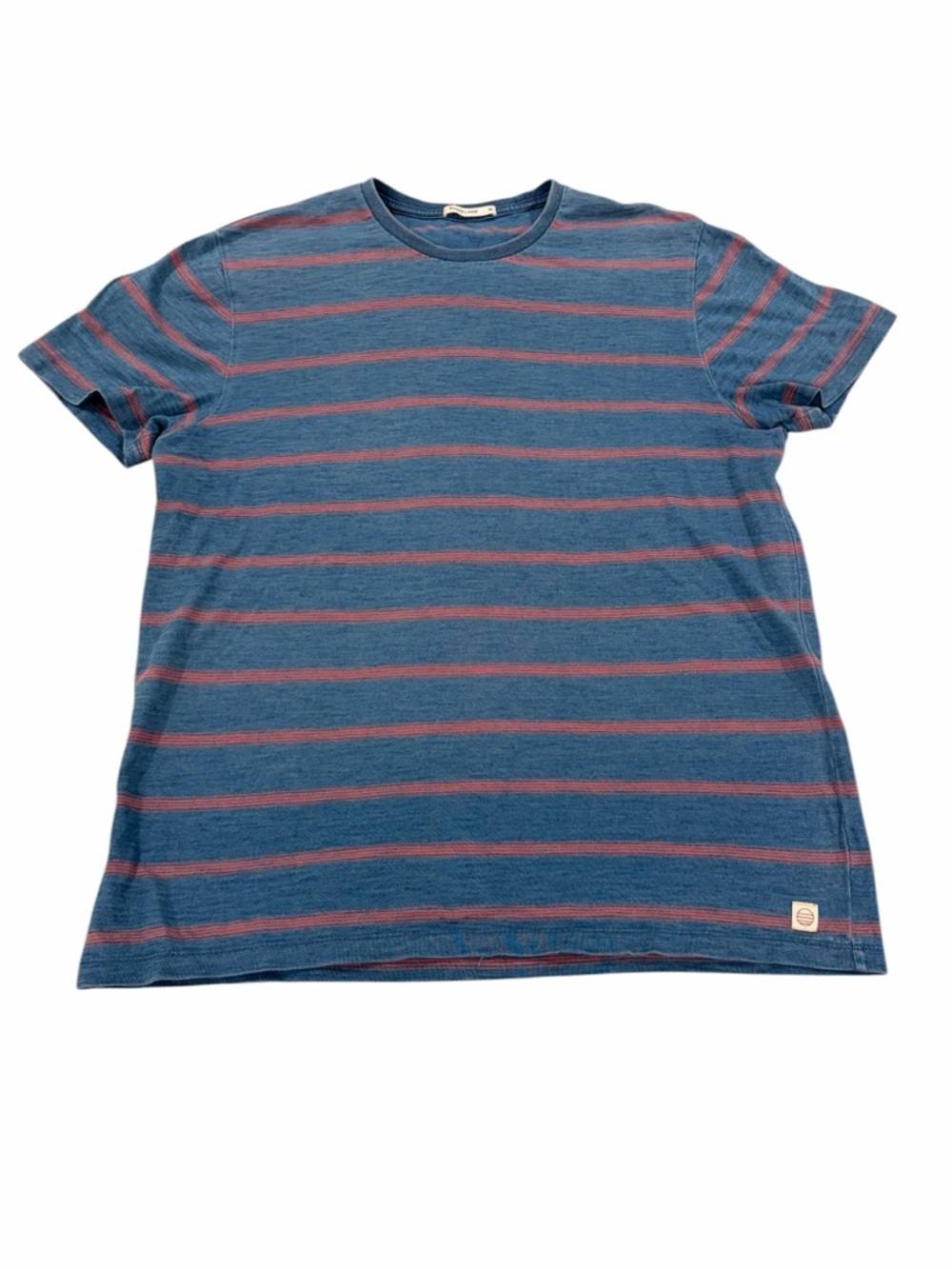 Marine Layer men’sSignature Striped Crewneck Tee Blue Cotton Short Sleeve Medium